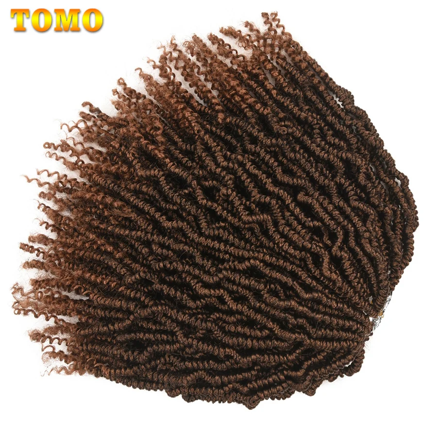 TOMO Crochet Spring Twist Hair 14 inch Pretwisted Fluffy Synthetic Pre looped Passion Twist Crochet Braids 24/16 Root