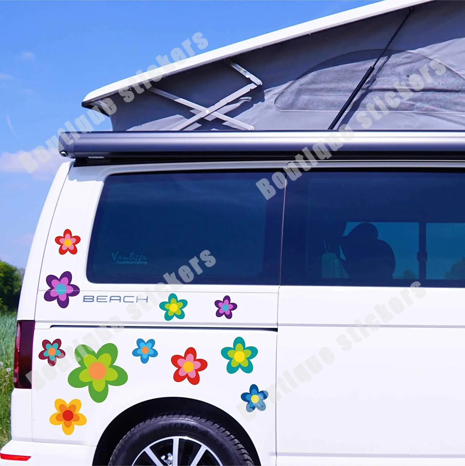 

13 Car Stickers Hippie Flowers Flower Power Summer Perfect for RV Wall Sticker Motorcycle Truck VW Camper Van California