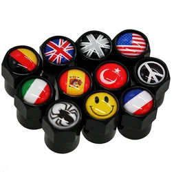 4Pcs/Set Car Wheel Tire Valve Caps Stem Cover Auto Styling National Flags for VW Suzuki BMW Audi FIAT Mazda Toyota