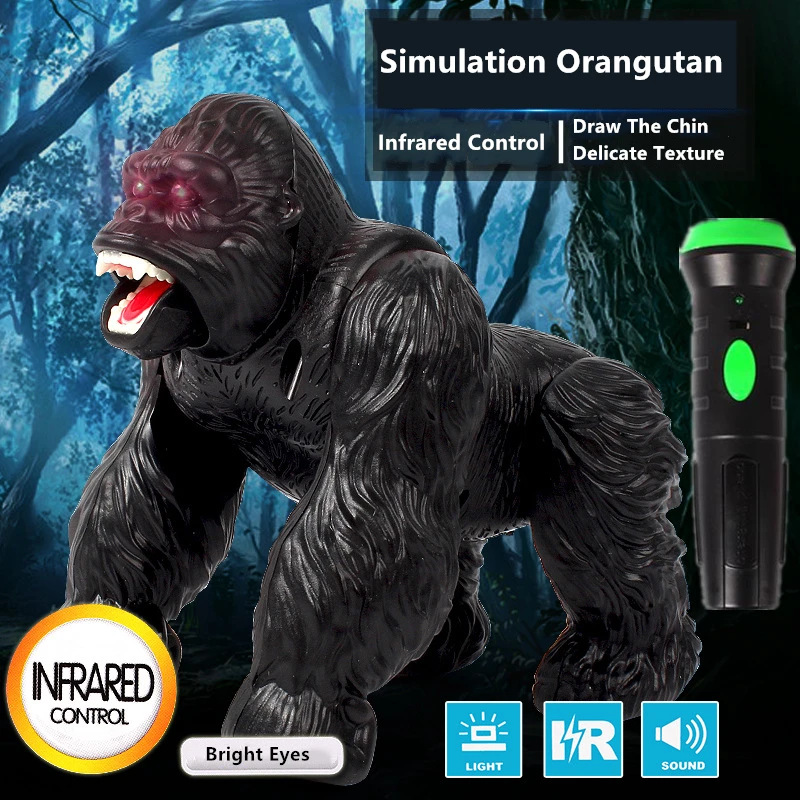 Innovation Simulate Infrared Control Orangutan Delicate Skin Texture Bite Mouth With Bright LED Eyes Electric RC Animal Kids Toy