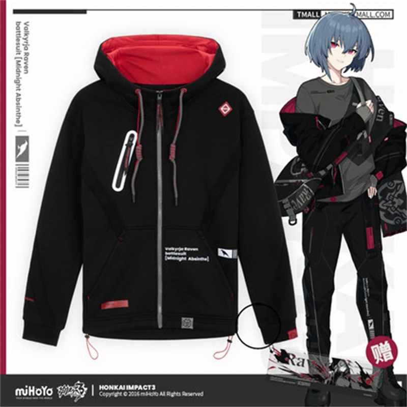 Anime Game Honkai Impact 3 COSPLAY Valkyrja Raven Midnight Absinthe Theme Series Battlesuit Plus Velvet Warm Jacket Couple Gift