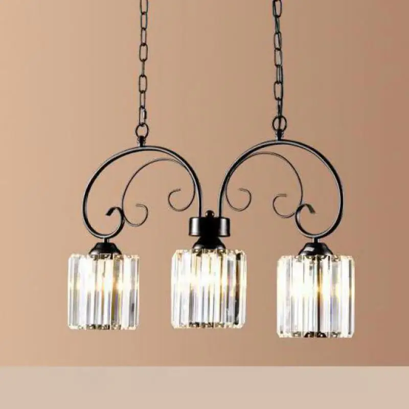 

American style Vintage rustic iron Pendant Lights Luxury Crystal Hanging Light Fixtures For Dining Bar Studio Iron pendant Lamps