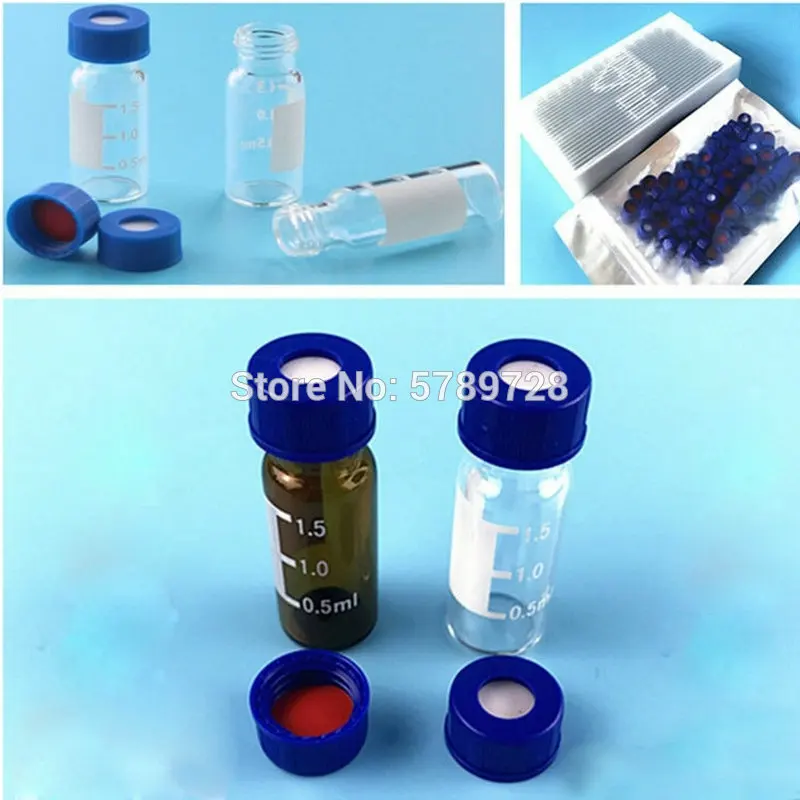 100pcs clear/brown  Chromatography Vial  With screw Cap Automatic Parse Sample Bottle Capacity of 2 ml & 4 ml