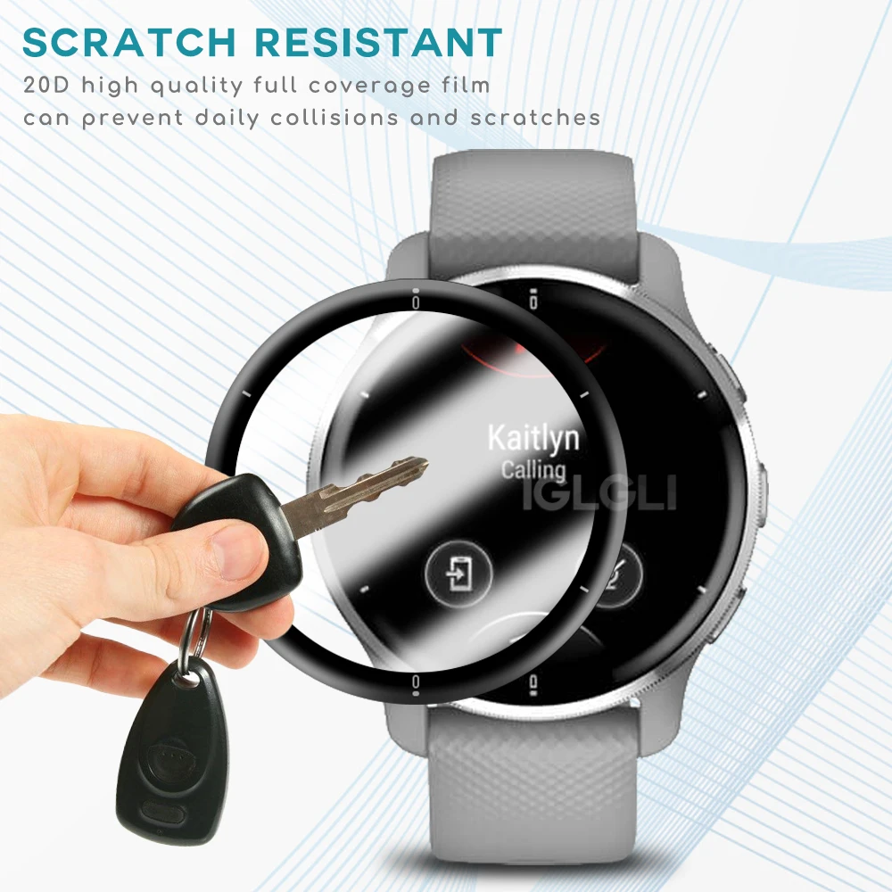 2 Stuks Beschermende Film Voor Garmin Venu 2 Plus Smart Horloge Anti Kras Gebogen Soft Screen Protector Cover Accessoires (niet Glas)