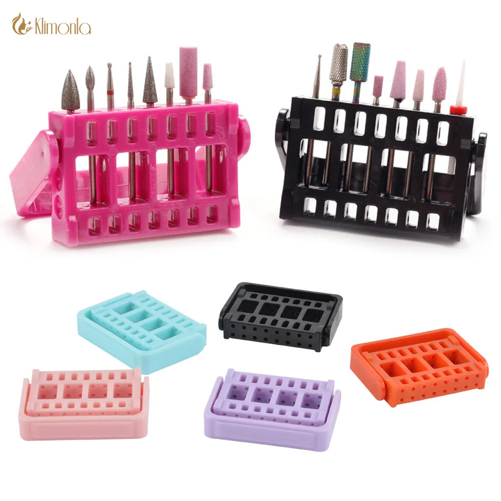 7 Types Nail Drill Bit Holder Storage Acrylic Nails Organizer Box for Grinding Head Display Stand Manicure Accessories Tool