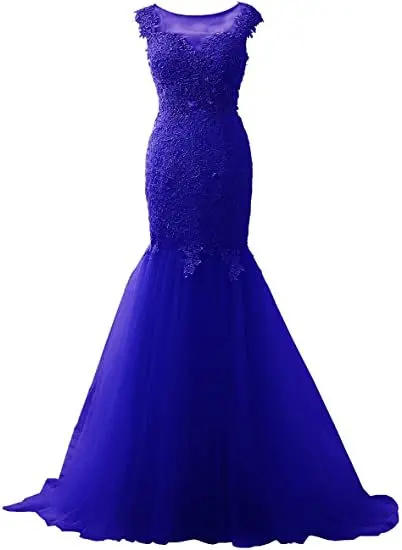 ANGELSBRIDEP Sheer Neck Mermaid Prom Kleider Applique Vestidos de festa Sexy Sehen-durch Zurück Abendkleider abendkleider Party Kleider