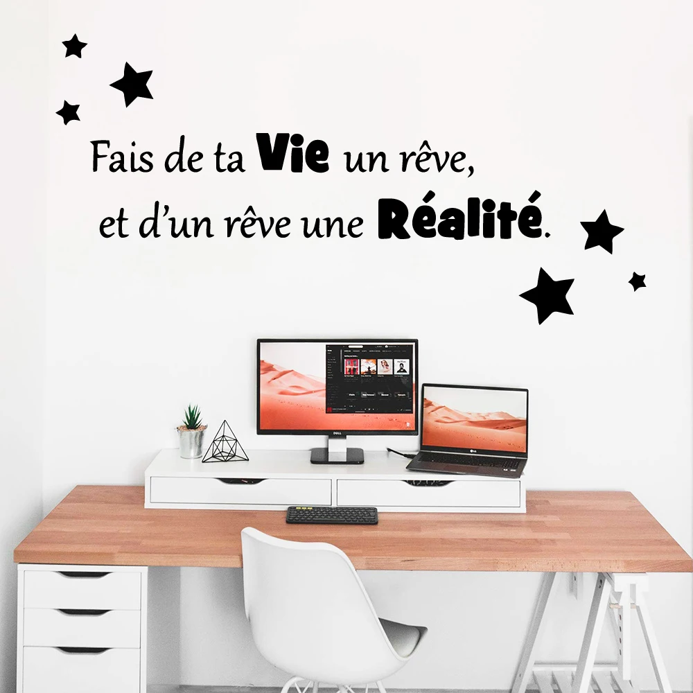 Inspiring Family French Frase Wall Sticker For Kids Room Decals Decor francais Phrase Wall Decal stickers muraux frases espa ol