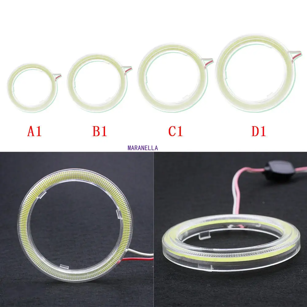 1pcs 60mm/70MM/80mm /90MM/100mm/110MM/120mm White COB Angel Eyes Halo Car LED Light Ring DRL Halo Headlight Lamp