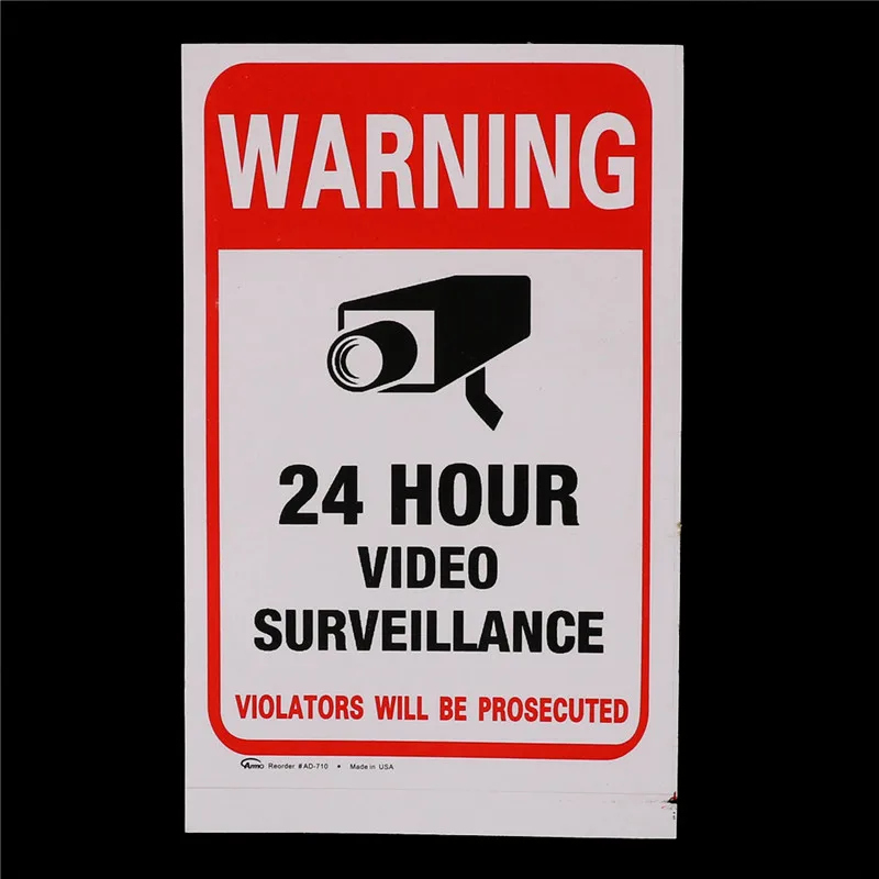 5pcs 24H CCTV Video Camera System Security Warning Sign Sticker 15cm * 10cm