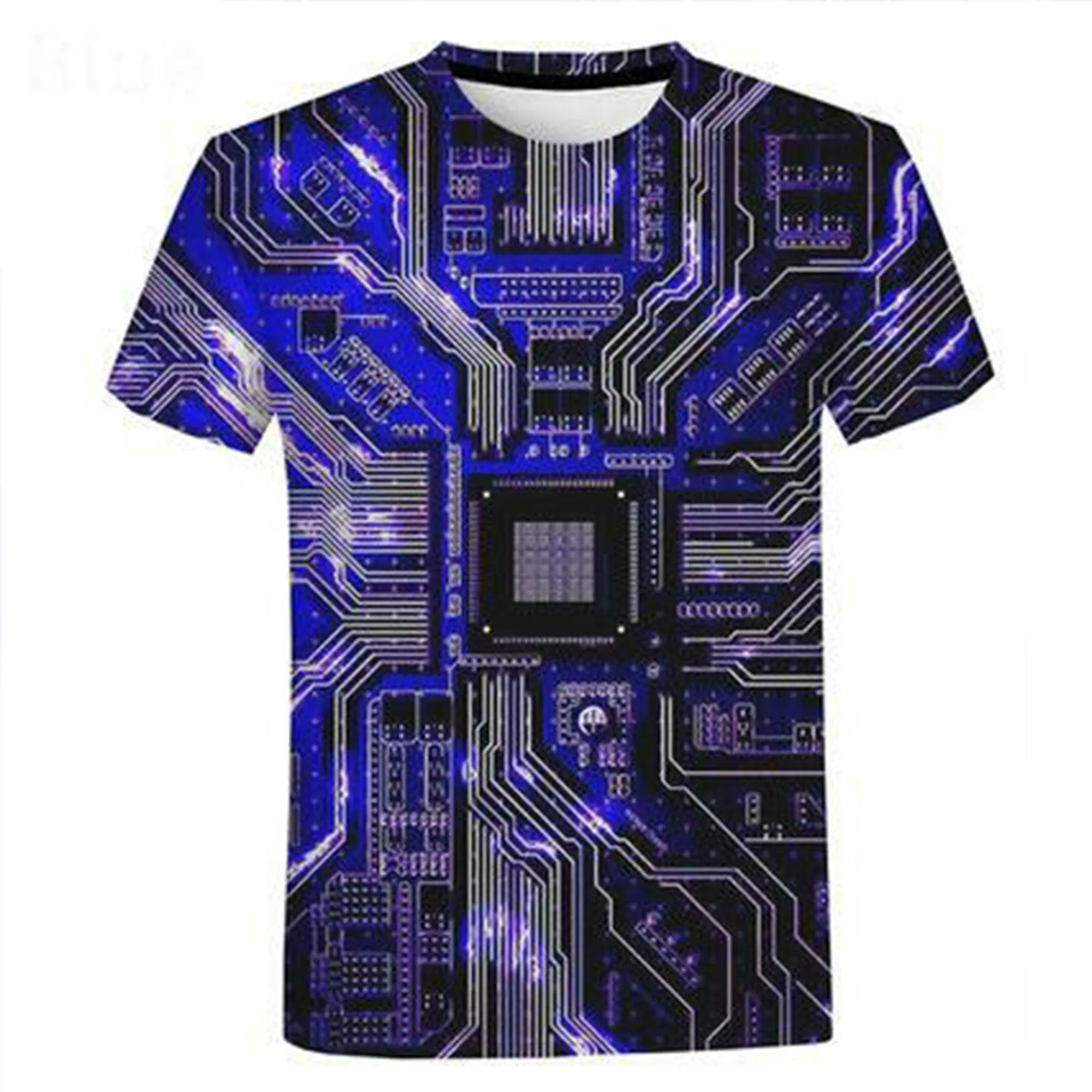 Electronic Chip Hip Hop T Shirt Men Women 3D Machine Printed Oversized T-shirt Harajuku Style Summer Short Sleeve Tee Tops