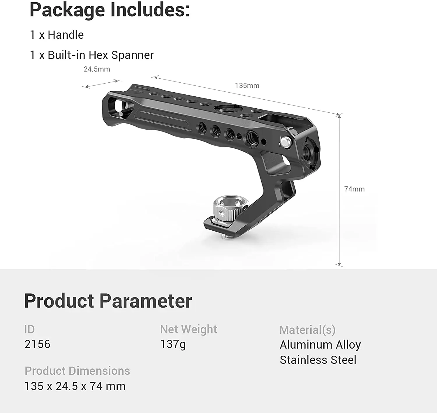 SmallRig Universal Arri Locating Top Handle Grip With 15mm Rod Clamp For Dslr Camera Cage Microphone Shoe Mount DIY -2165