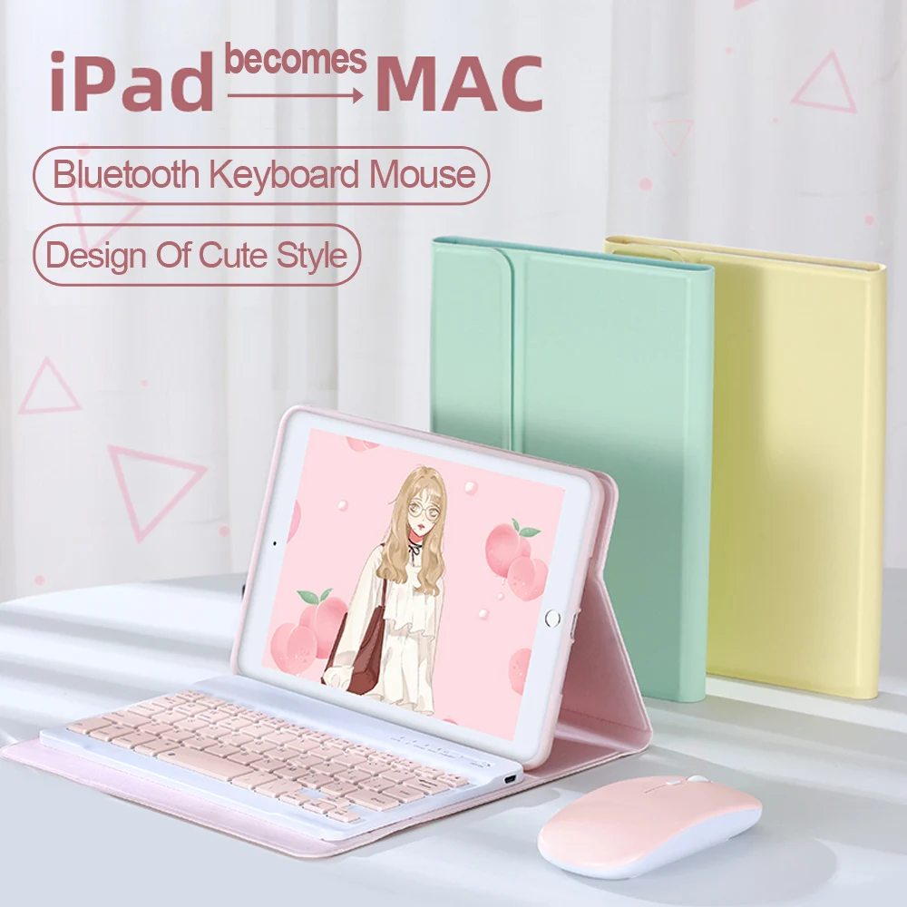 Keyboard for ipad Mini 6 Case Bluetooth Mouse Case for iPad Apple Mini 1 2 3 4 5 Tablet Computer Lovely Leather Silicone Cover