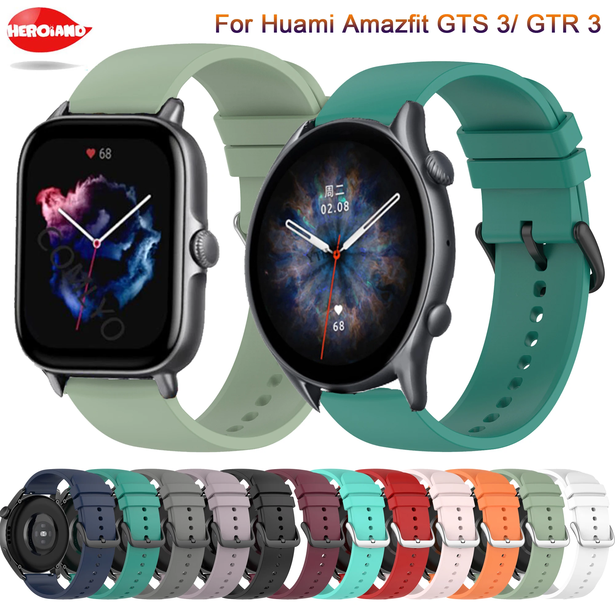 For Xiaomi Huami Amazfit GTR 3 / 3 Pro Watch Strap For Amazfit GTS 3 GTR 2 2e Bip U Pro Stratos Bracelet 22mm 20mm Silicone Band