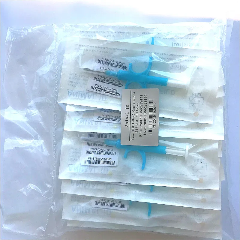 10pcs FDX-B 2.12xmm Cat Dog Microchip Animal Syringe ID implant Pet Chip Needle vet RFID injector PIT Tag ForAquaculture fish