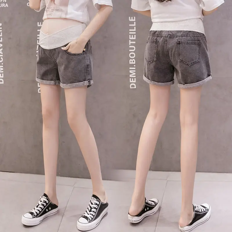 2020 Pregnant Women\'s Shorts Summer Wear Low-waisted Denim Shorts Summer Wear New Spring Loose Pants for Pregnant Women Clothes