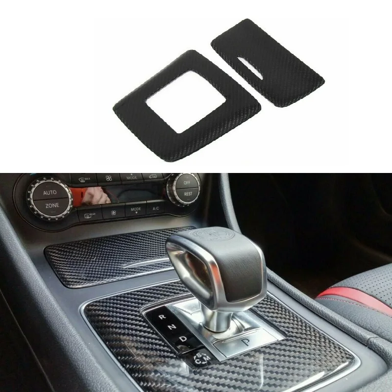 Real Dry Carbon Fiber Car Gear Box Panel Surround Trim Car Accessories Fit For Mercedes-Benz A45 CLA45 GLA45 AMG 2014-2016