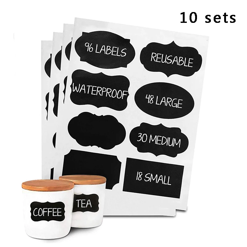 80pcs/Set  Waterproof Chalkboard Kitchen Spice Label Stickers Erasable Home Jars Bottles Tag Blackboard Labels Sticker Wholesale