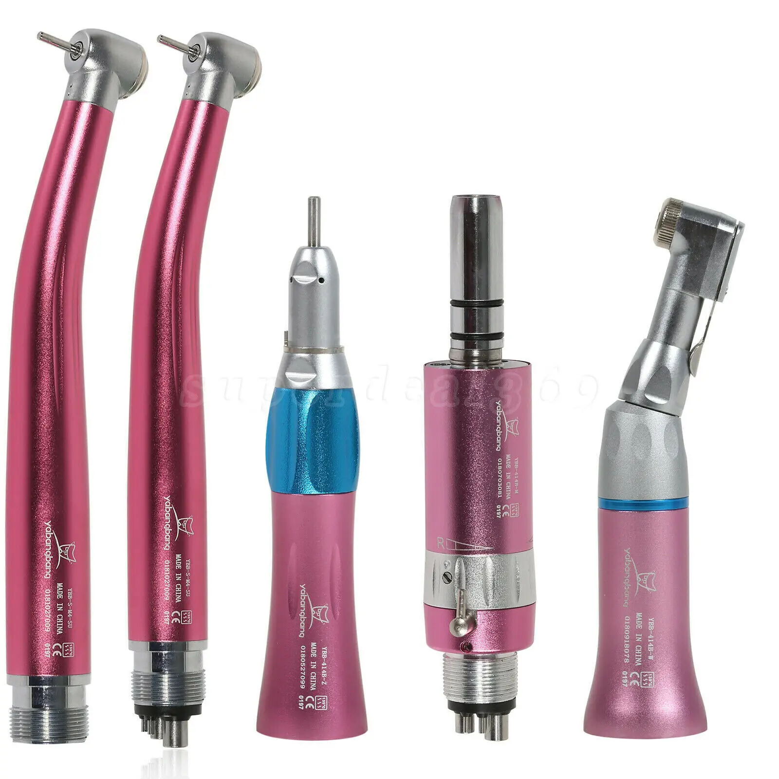 NSK Pana Max Style Dental High Fast Slow Low Speed Straight Contra Angle Handpiece Turbine  Air Motor 4 Hole Pink Color