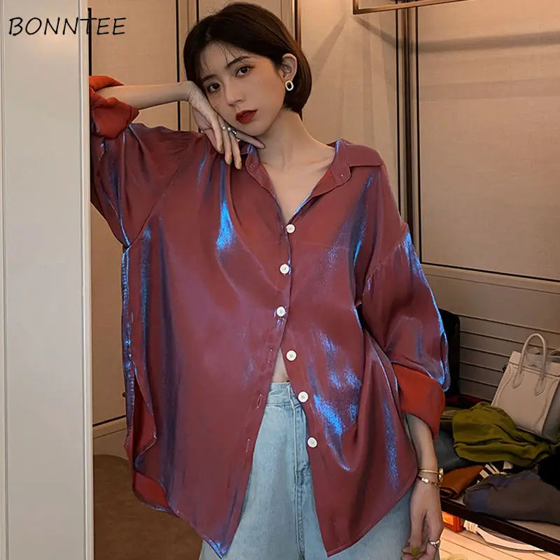 Vintage Shirts Women Retro Spring Long Sleeve Chic Korean Stylish Ladies Outerwear All-match Popular College Girls Tops Street