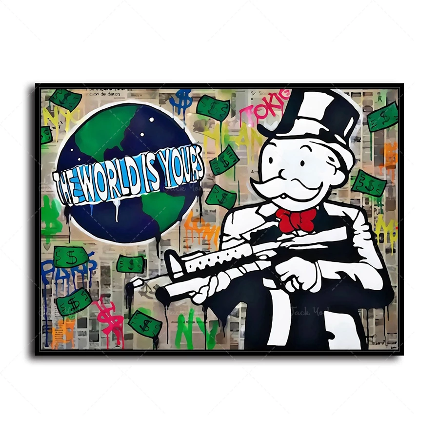 

Alec Monopoly "The World Is Yours" HD print on Canvas ready to hang huge wall Picture or beautiful oil painting