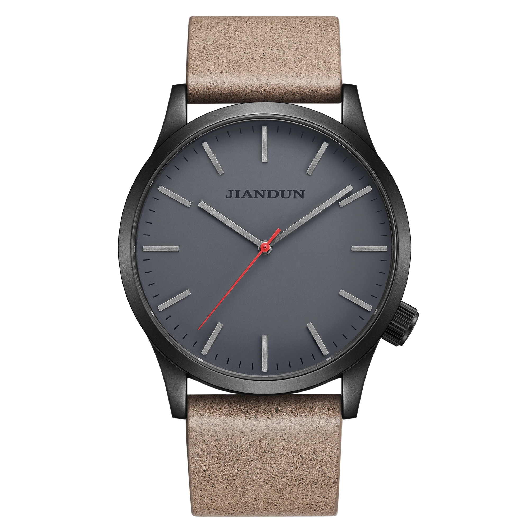 

Mens Watches with Stainless Steel Minimalist Quartz Analog Watch Second Hand with Leather Band