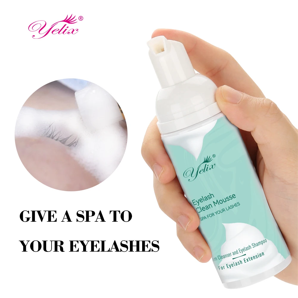 Yelix 60ml Lash Extension Shampoo Cleaning Brush Eyelash Prolong Lash Cleanser Concentrate Makeup Mascara Remover Cleaning Foam