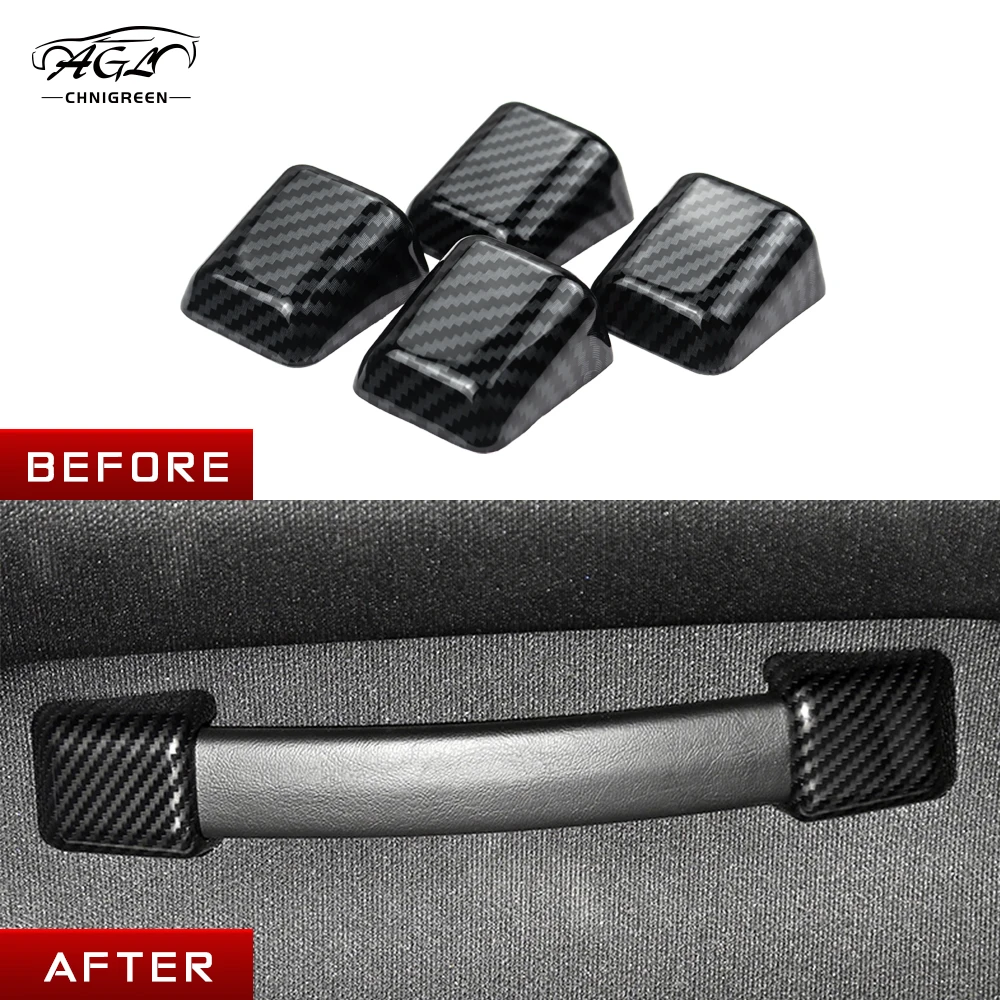 

4pcs Red or Carbon Fiber Color Interior Roof Top Grab Handle Cover Trim Decoration for Dodge Challenger 2015-2020