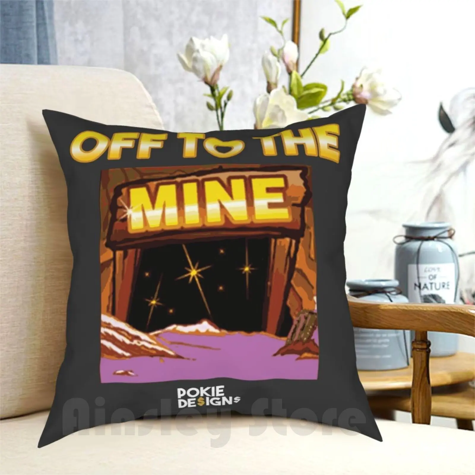 Off To The Mine Graphic Design-Pokie Designs Pillow Case Printed Home Soft DIY Pillow cover Wheres The Gold Gold Mining