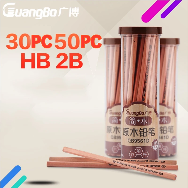 

Guangbo 2B Pencil 50PC CHILDREN'S Painting Book Doing Homework Triangular Positive Attitude Pencil HB Logs Sketch Mapping Pencil