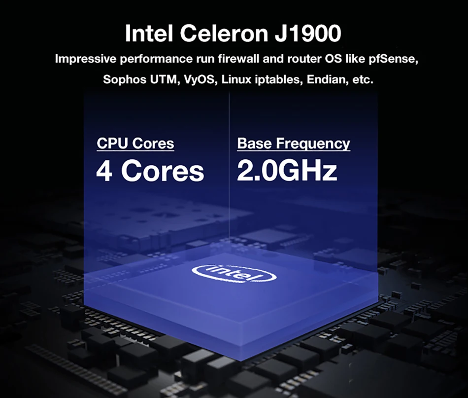Firewall Router Pfsense Fanless Mini PC Celeron J1900 J4125 4 Core 4 LAN Gigabit Windows 10 Linux Openwrt Industrial  Server