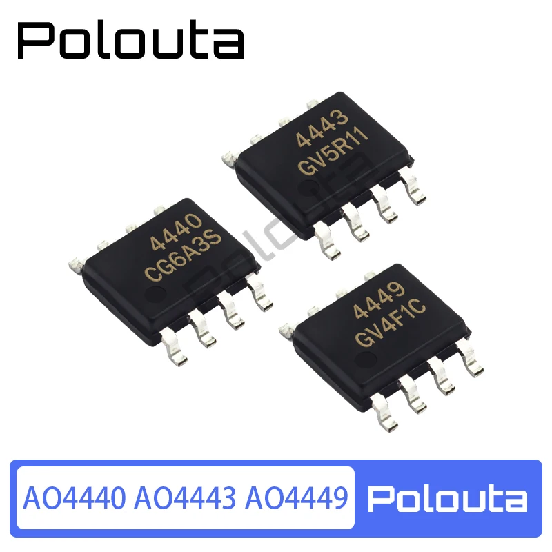 10 Pcs/Lot Polouta AO4443 SOP8 SMD P-channel Field Effect Transistors Surface Mount Packages Multi-specifications