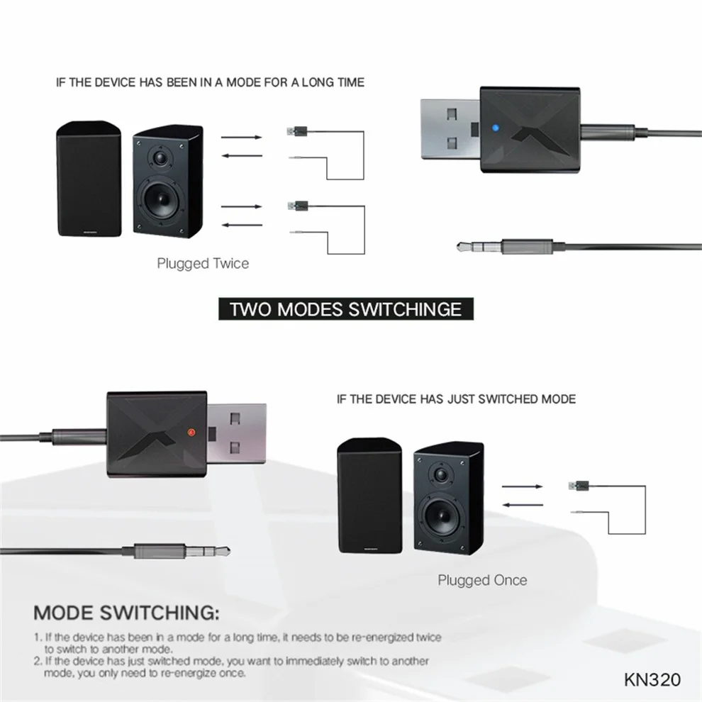 2 in 1 Bluetooth 5.0 Audio Receiver Transmitter Stereo Mini Bluetooth AUX USB 3.5mm Jack For TV PC A2 Car Kit Wireless Adapter