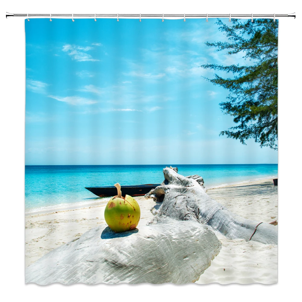 

Modern Seas Beach scenery Shower Curtains Bathroom Decor Curtain Sea Animal Dolphin Waterproof Fabrics Curtains Bath Screen