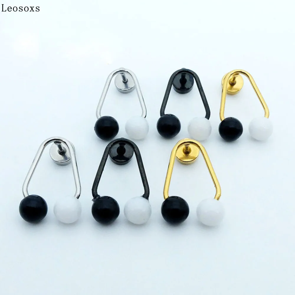 Leosoxs 1 Pcs Korean Version of Creative Earrings Female Acrylic Ball Earrings Anti-allergic Plating Stainless Steel Earrings