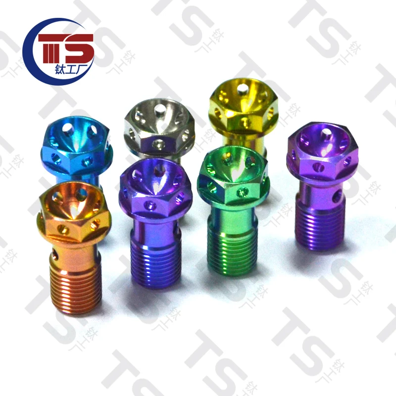 TS Titanium Bolt M10x1.0P /1.25P Disc Head Screws For Brake Hose Line Master Hole Clutch Banjo Bolt  Motorcyle Parts