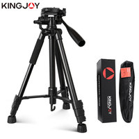 KINGJOY Officia Professional Portable Travel Aluminium Camera Tripod Video Accessories Stand with Pan Head for SLR DSLR