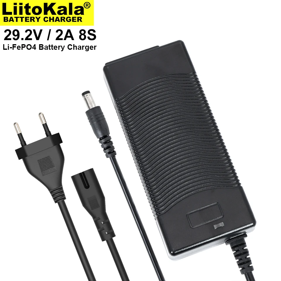 29.2V 2A 8 Series 3.2V LiFePO4แบตเตอรี่ Lithium Iron ฟอสเฟต Charger ชาร์จ Current 2000MAh DC 5.5*2.1มม.