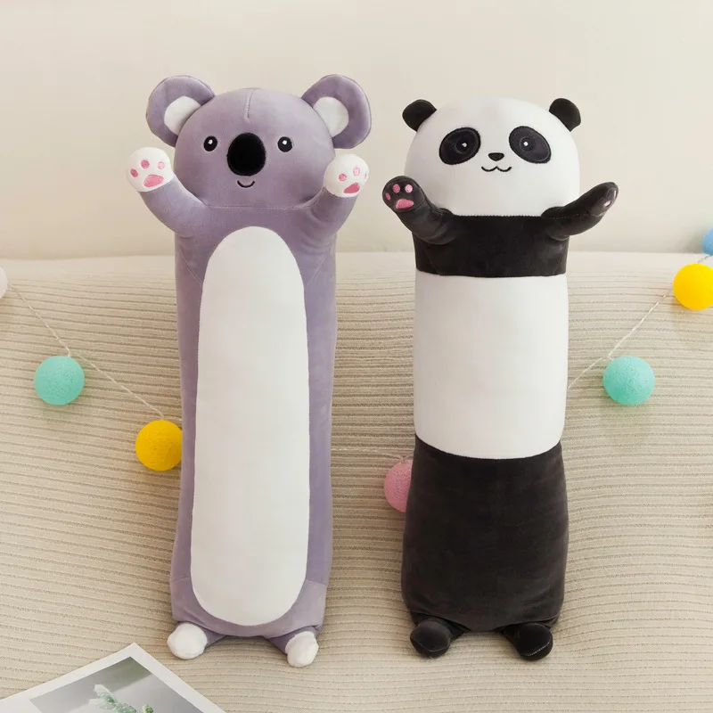 70-130cm Long Giant Panda Plush Toy Cylidrical Animal Bolster Pillow Koala Stuffed Plushie 70-130cm Children Sleeping Friend