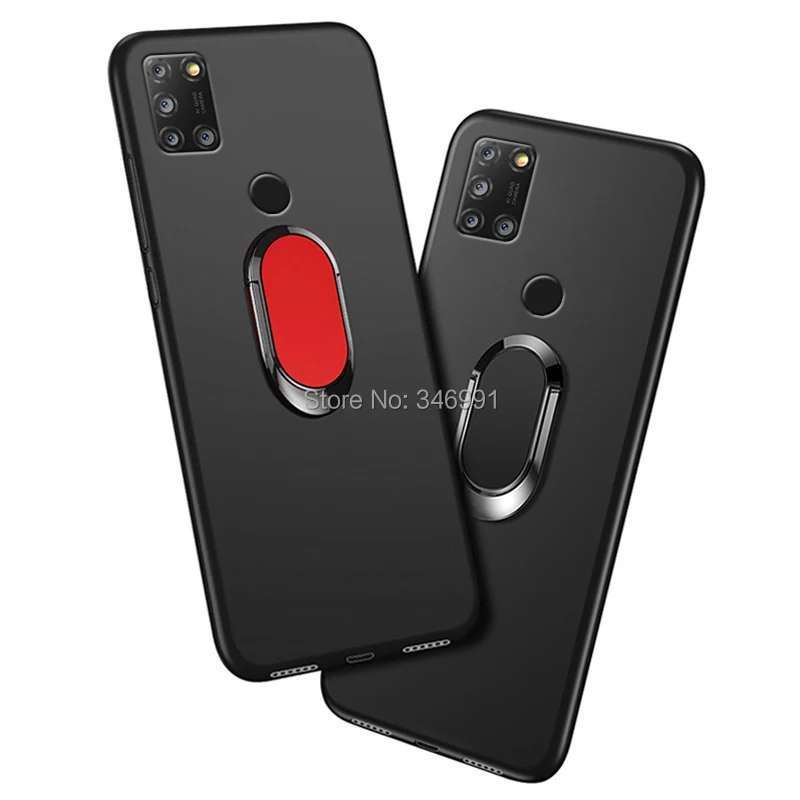 Alcatel 3X 2020 Case Luxury 6.52 Inch Soft Silicone Black Red Blue Magnetic Car Holder Ring Phone Cover for Alcatel 3X 2020