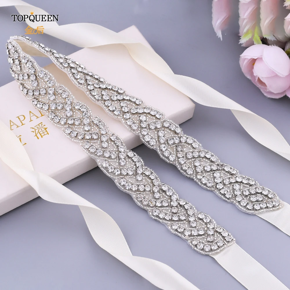 TOPQUEEN S216 Wedding Belt Sash Bridal Rose Gold Full Rhinestone Applique Luxury Women\'s Accessories Female Dress Waistband Sash