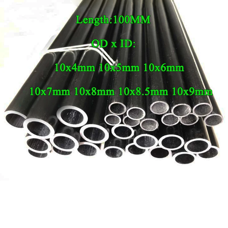 10PCS High Quality Carbon Fiber Tube OD 10 ID 4 5 6 7 8 8.5 9 Hollow Carbon Rod for RC Plane DIY Quadcopter Arm Length 100mm