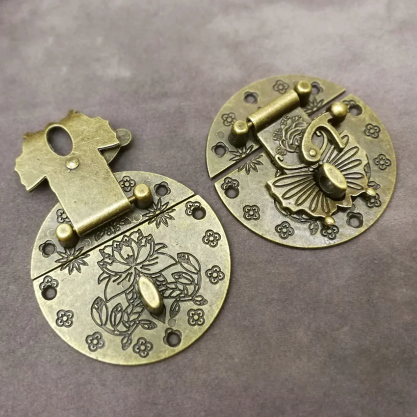 Antique Vintage Latch Hasp Drawer Cabinet Wooden Jewelry Box Case Hasp Latch, Wooden Box Bronze Buckle Lock Latch