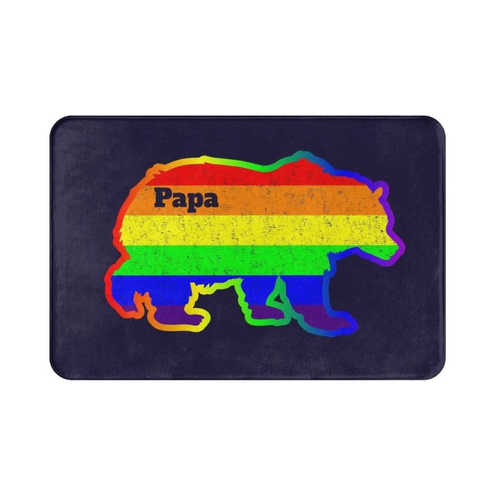 Mens Fathers Day Rainbow Papa Bear Pride Carpet Mat Rug Cushion Soft Father Papa Daddy Dad