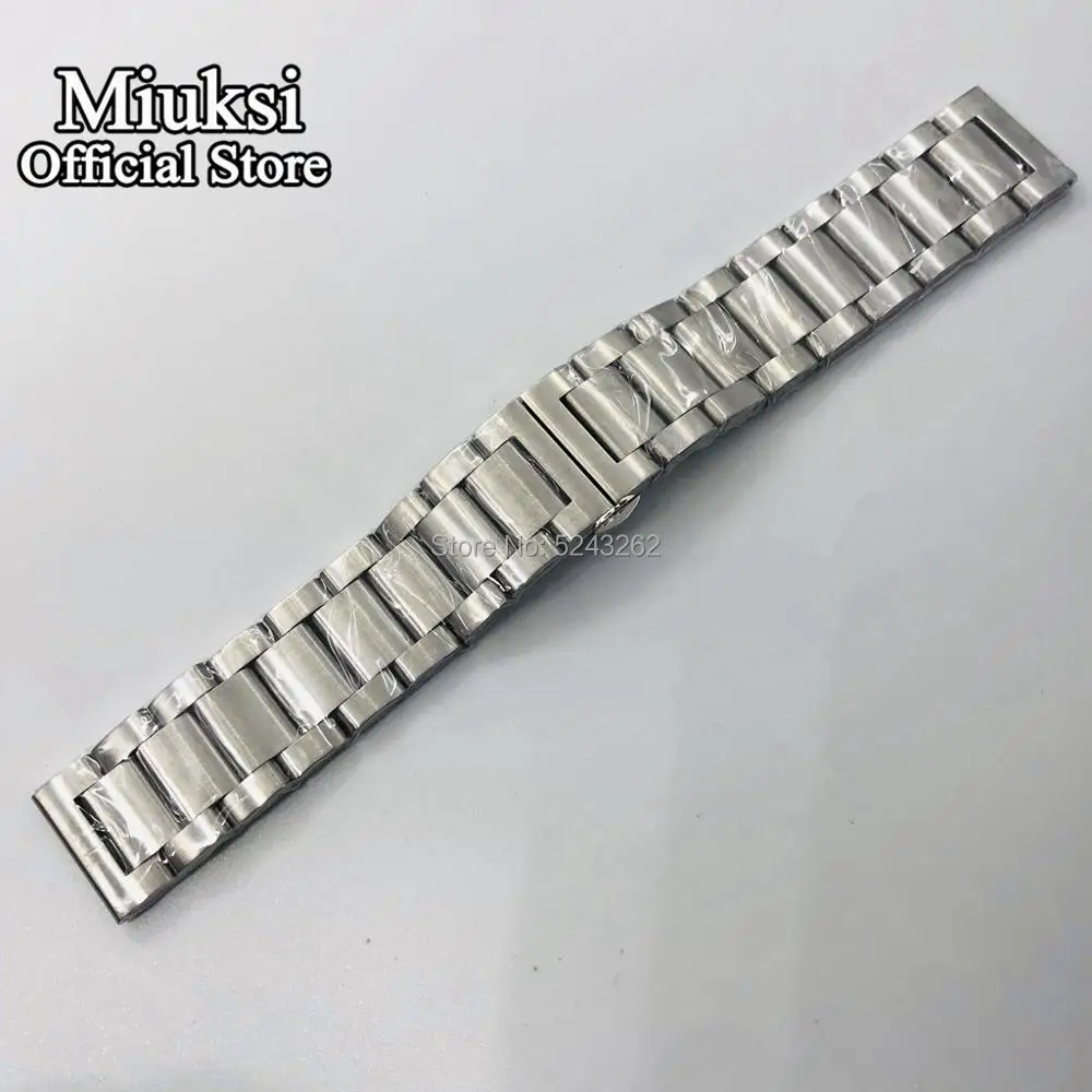 Miuksi 22mm solid 316L stainless steel strap butterfly buckle steel strip bracelet mens watchbands