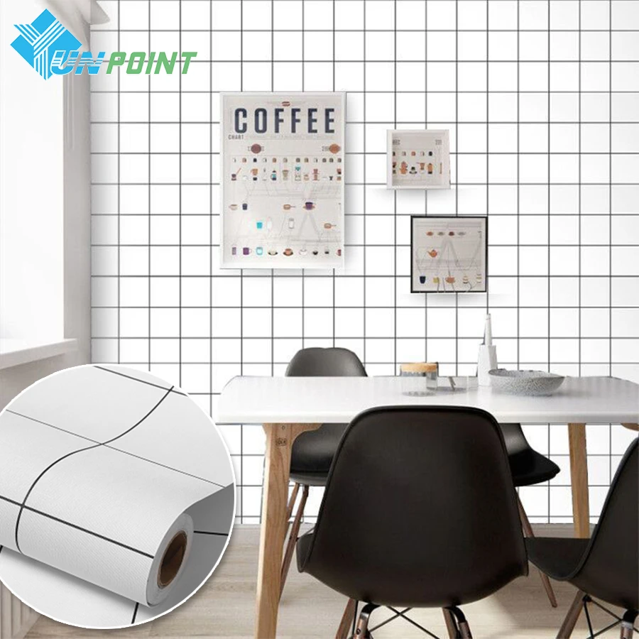 White Plaid Wall Sticker DIY Room Decoration Self Adhesive Decorative Film Modern Bedroom Sofa TV Background Wallpaper