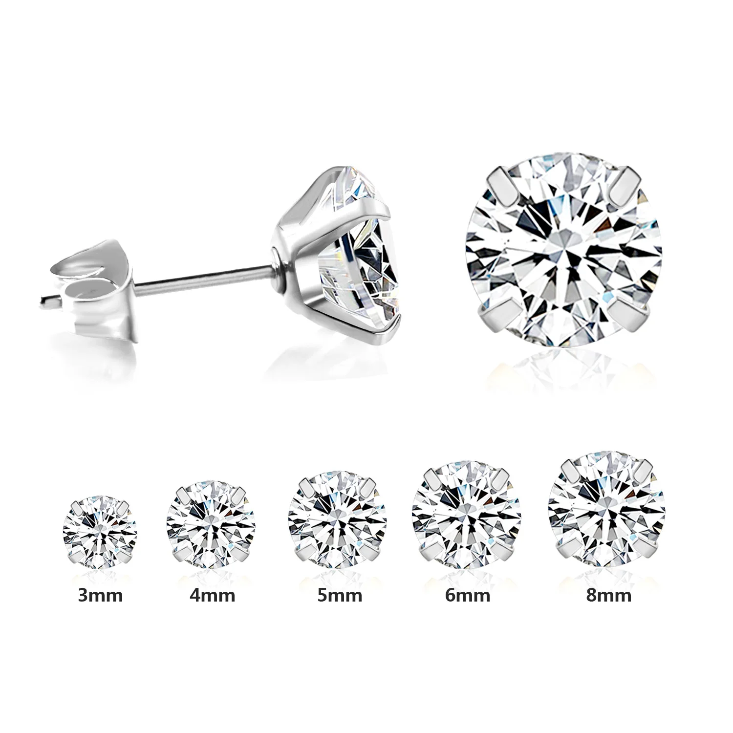 LUXUSTEEL Edelstahl Runde Kubische Zirkonia Ohrringe für Damen 2022 Silberfarben Mehrschichtig Kleine Größe Party-Ohrringe – Detail 1