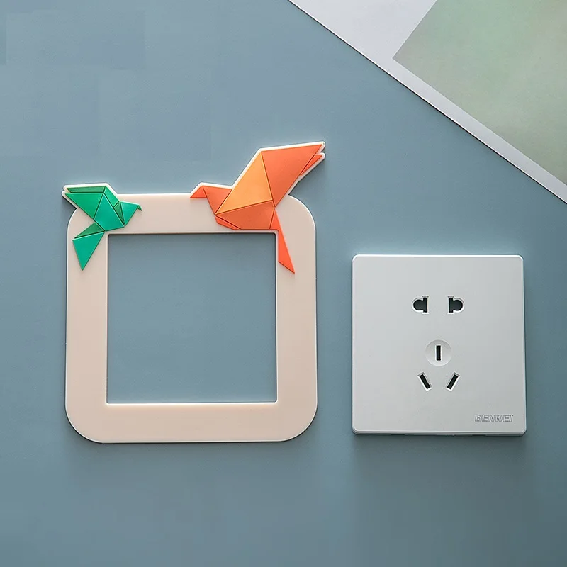 Cartoon Origami Switch Cover Wall Stickers Switch Protection Socket Block Border Cover Creative Simple Modern Home Decor