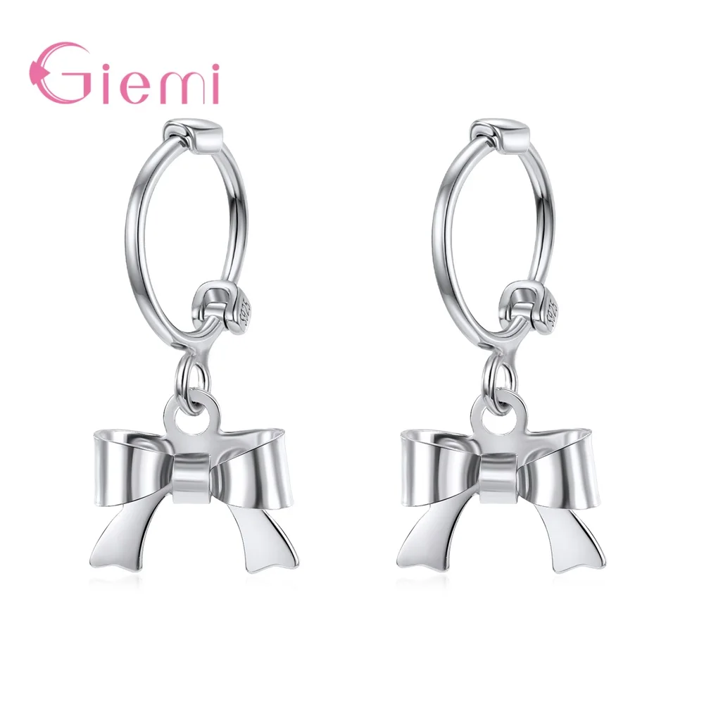 Fashion Simple 925 Sterling Silver Bow-knot Star Drop Earring for Women Girl Personality Trendy Ear Earring Jewelry Bijoux