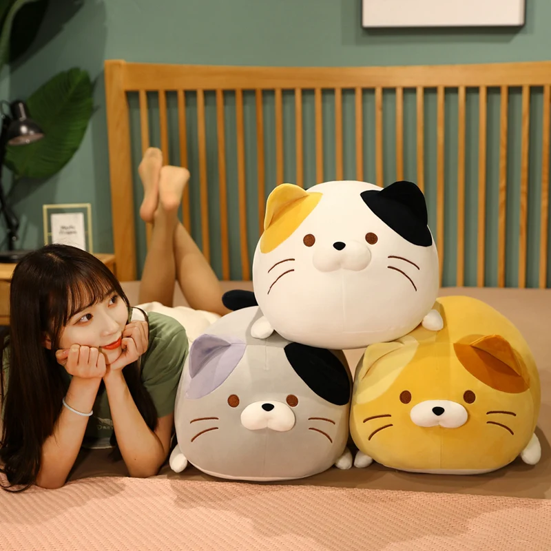 35/50/60cm Cute Fat Cat Plush Toys Stuffed Soft Animal Dumplings Cat Pillow Sofa Cushion for Girls Baby Doll Birthday Gifts