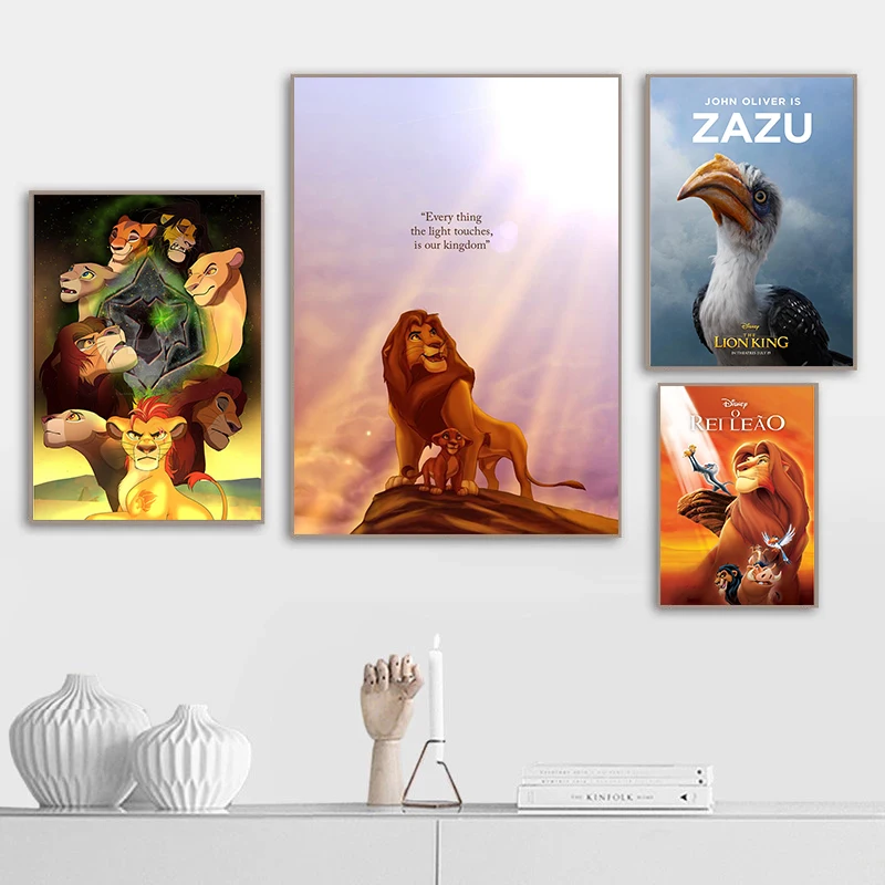 Disney Lion King Simba Posters Cartoon Animation Canvas Painting Prints Abstract Wall Art Pictures Room Home Decor